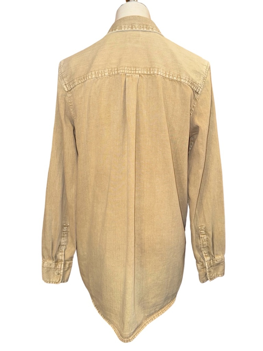 GAP Denim Boyfriend Shirt In New Sand Beige Size Small - Picture 4 of 9